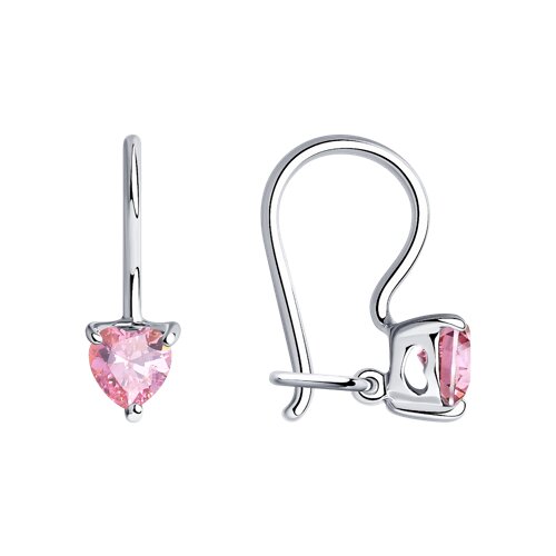 серьги из серебра с розовыми фианитами