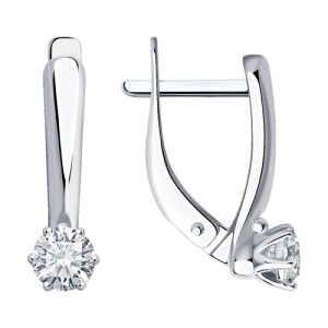 серьги из серебра с фианитами