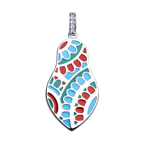 Подвеска из серебра с фианитами и эмалью