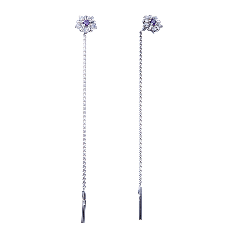 Серьги из серебра с фианитами
