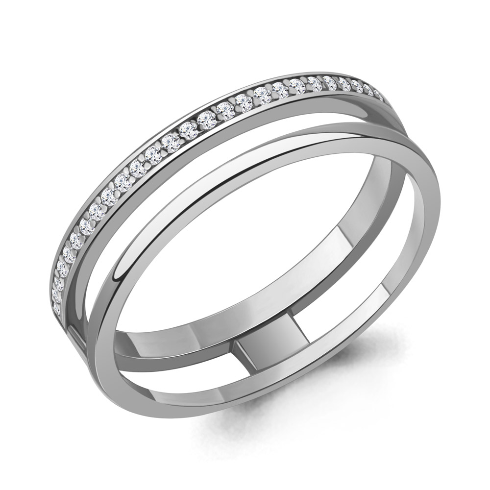 Кольцо из серебра с фианитами