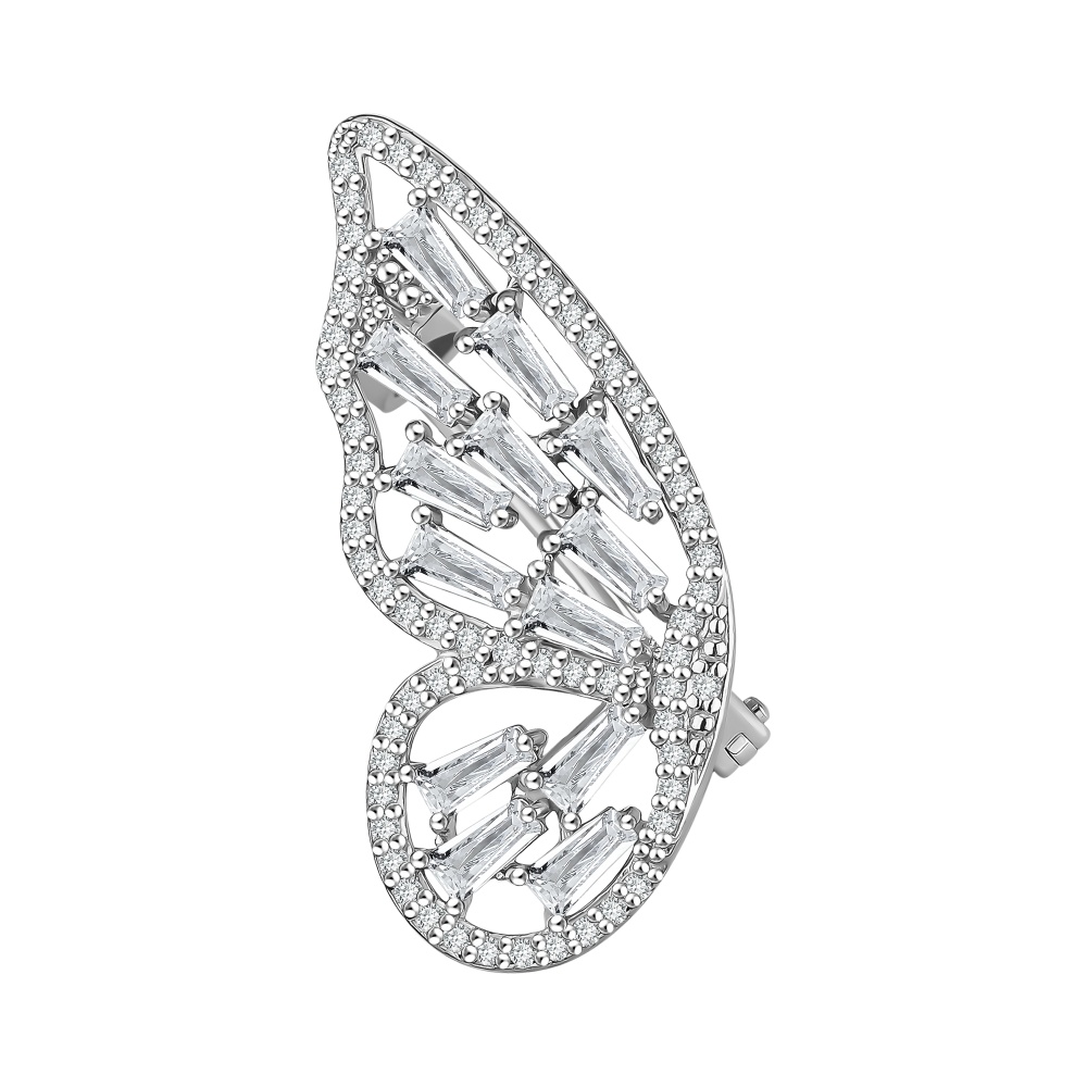 Брошь из серебра с фианитами