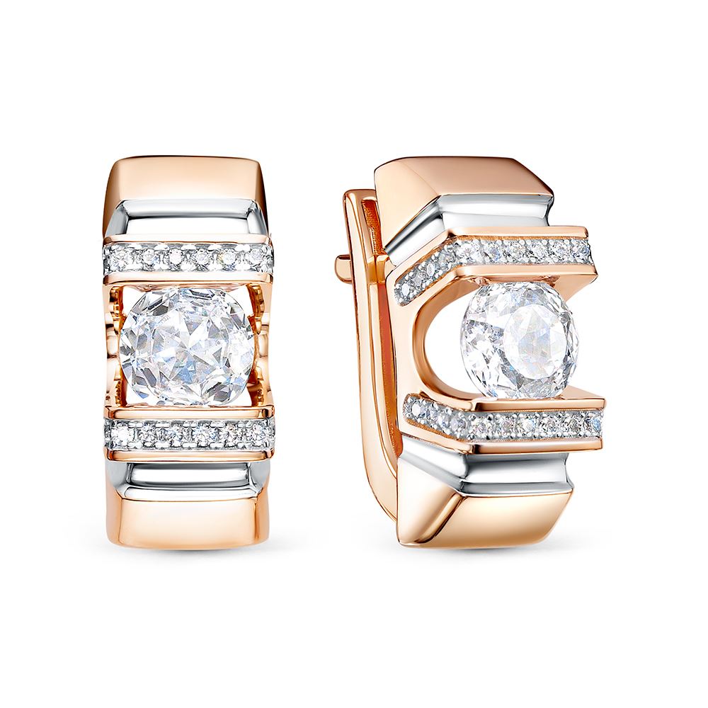 Серьги из золота с фианитами 585 пробы