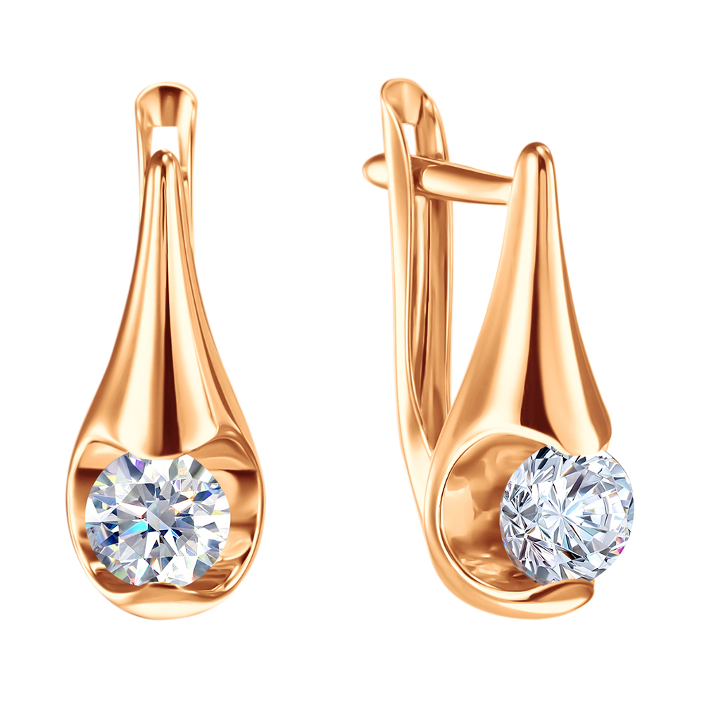 Серьги из золота с фианитами