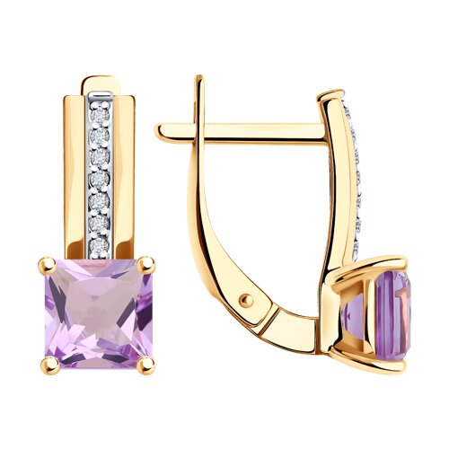 серьги золотые пробы 585 с аметистом