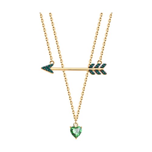 колье из золочёного серебра с фианитами