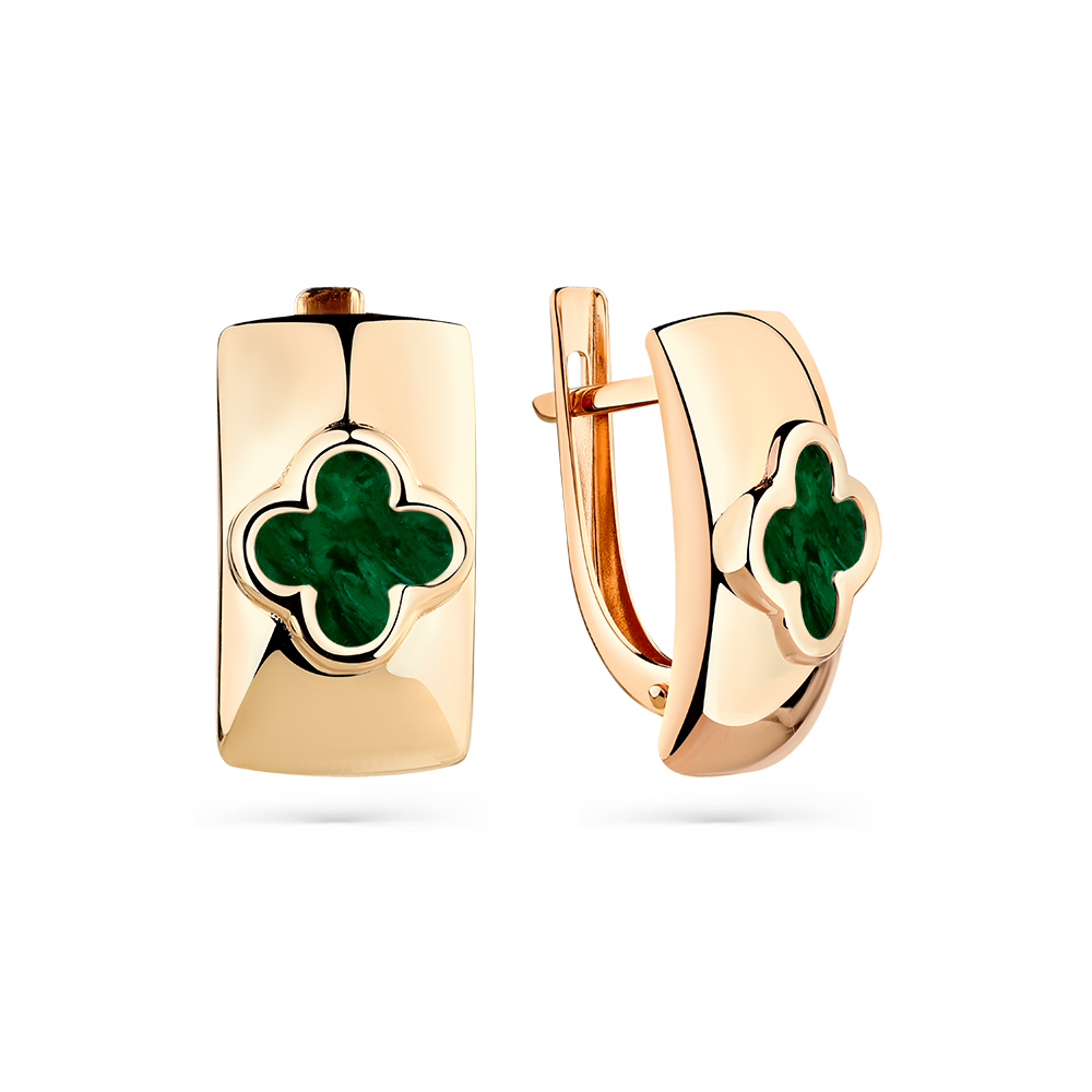 Серьги из золота с малахитами