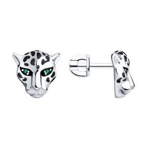 серьги из серебра с фианитами и эмалью