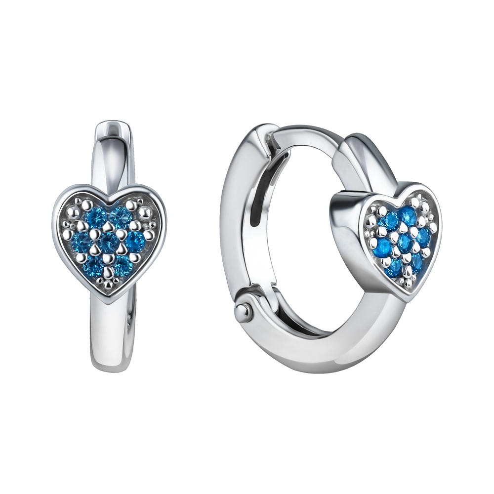 Серьги из серебра с фианитами