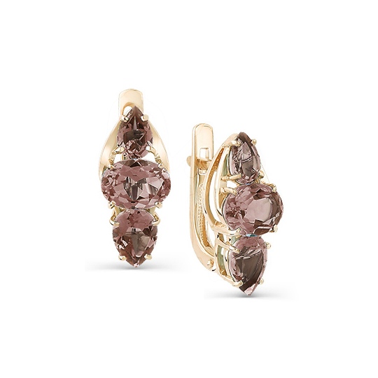 Серьги из золота с раухтопазами