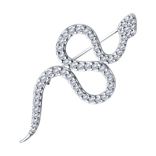 брошь из серебра с фианитами