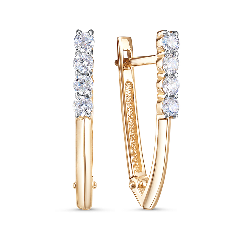 Серьги из золота с фианитами