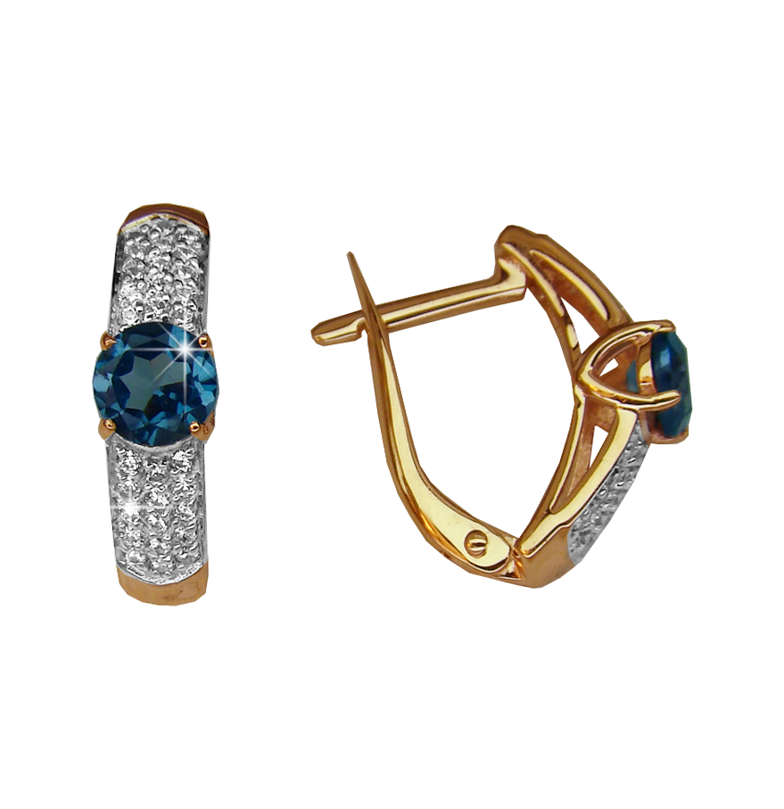 Серьги из золота с фианитами