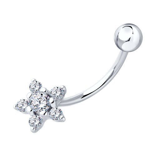 пирсинг из серебра с фианитами