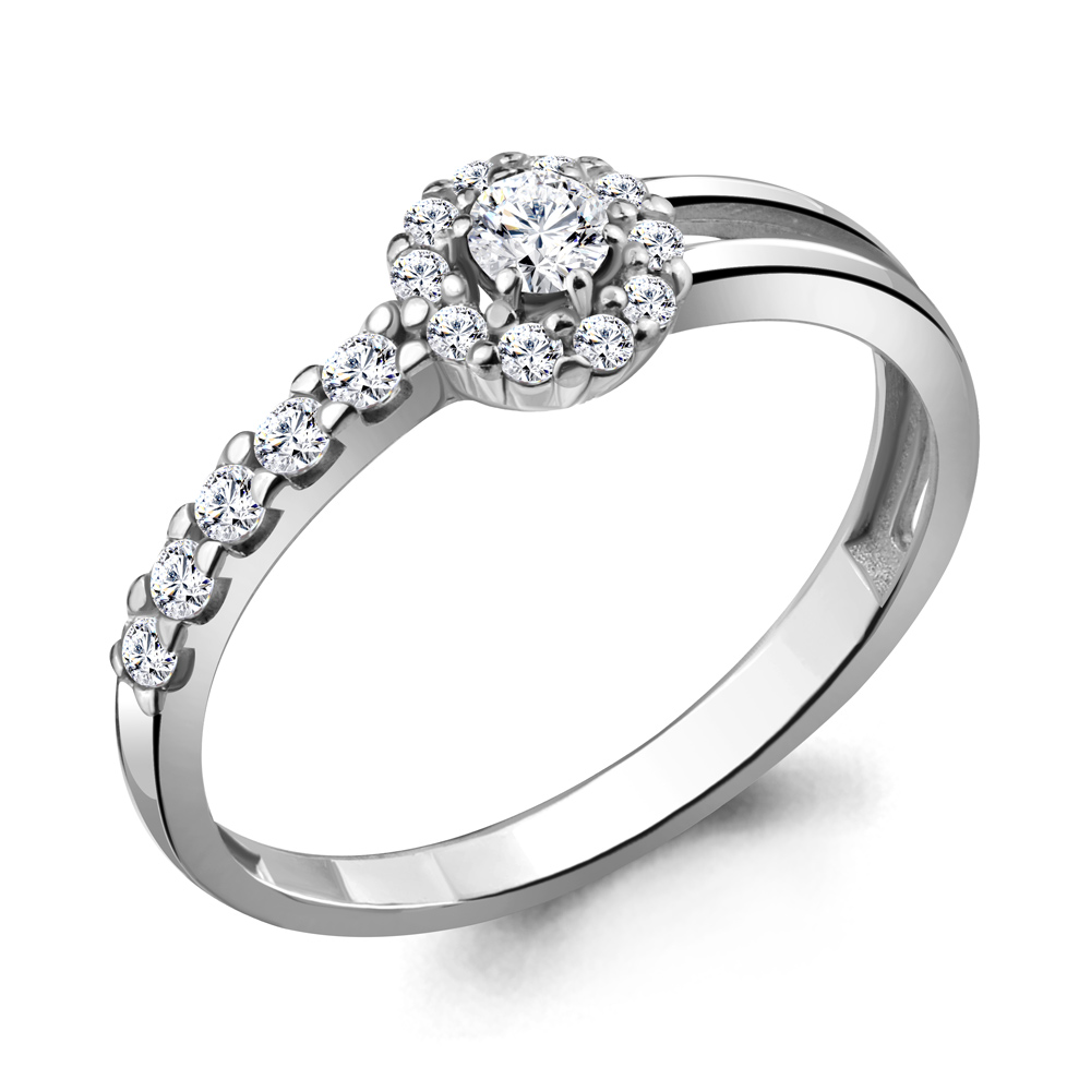 Кольцо из серебра с фианитами