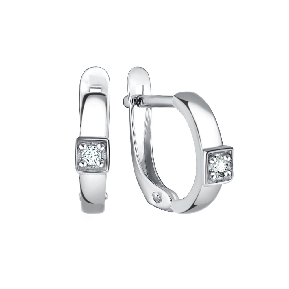 Серьги из серебра с фианитами