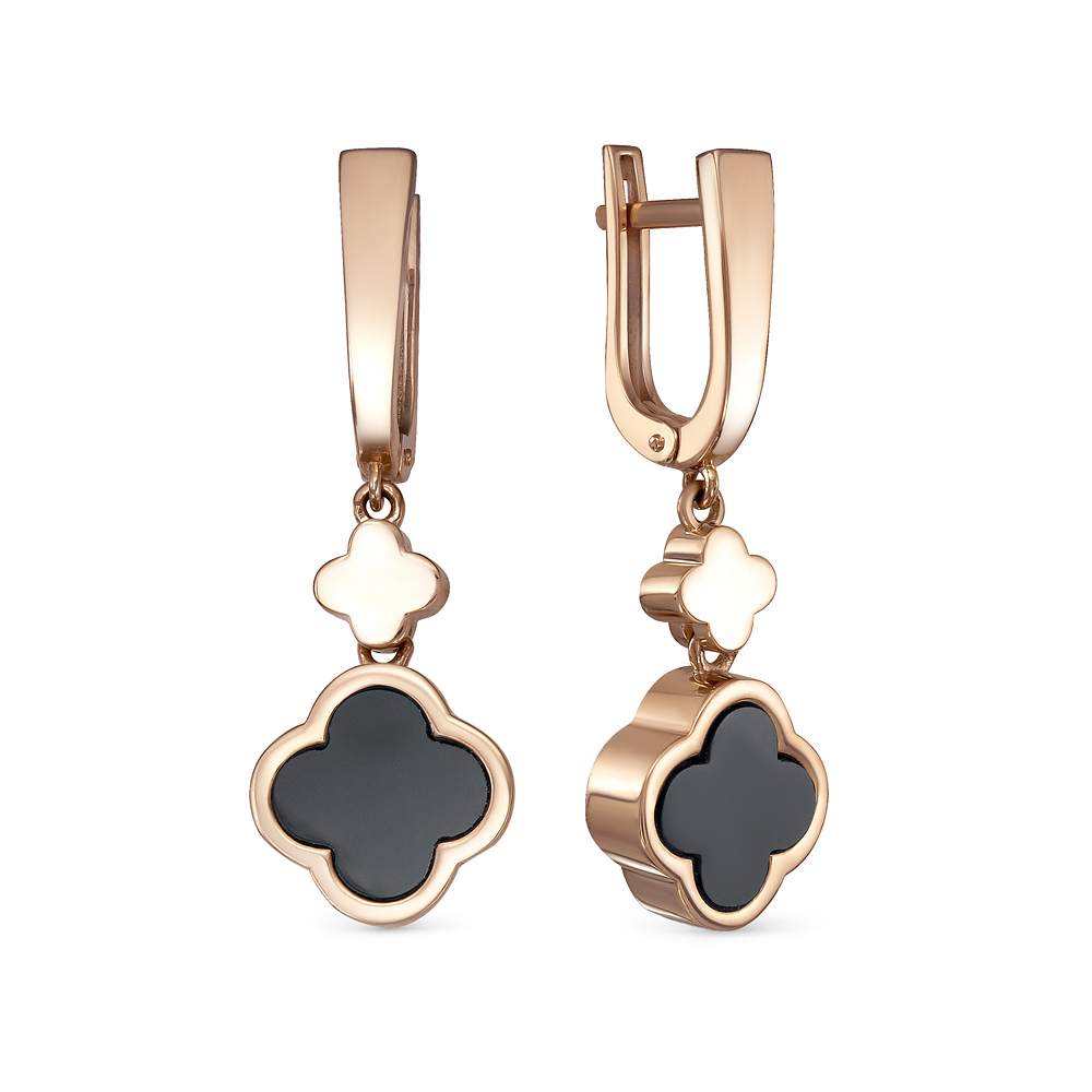 Серьги из золота с ониксами