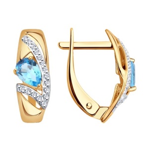 серьги золотые пробы 585 с топазом