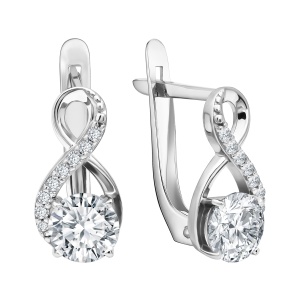 Серьги из серебра с фианитами