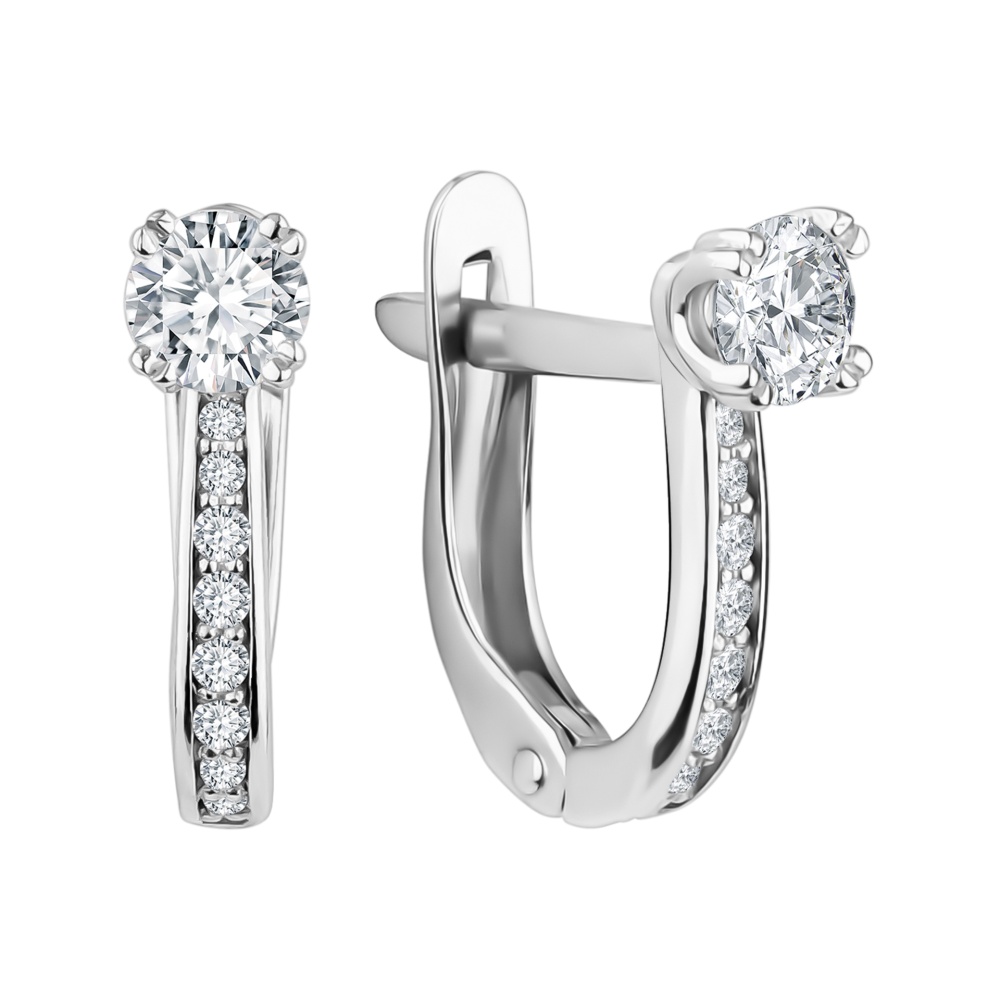 Серьги из серебра с фианитами