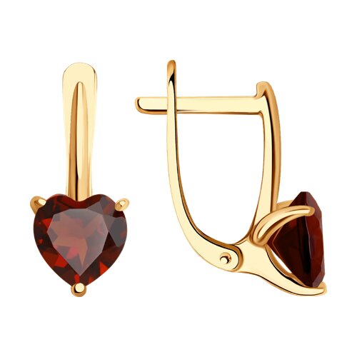 серьги золотые пробы 585 с гранатом