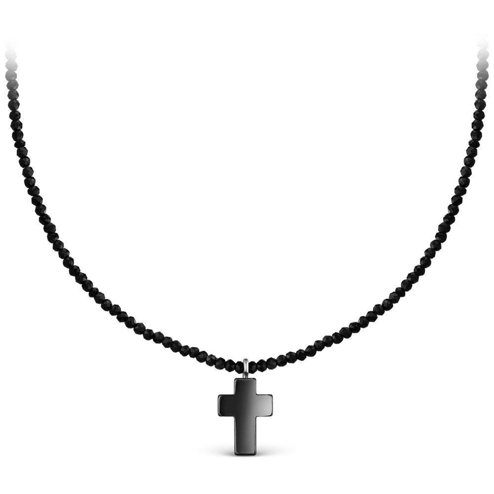 Колье из серебра с гематитом и шпинелями