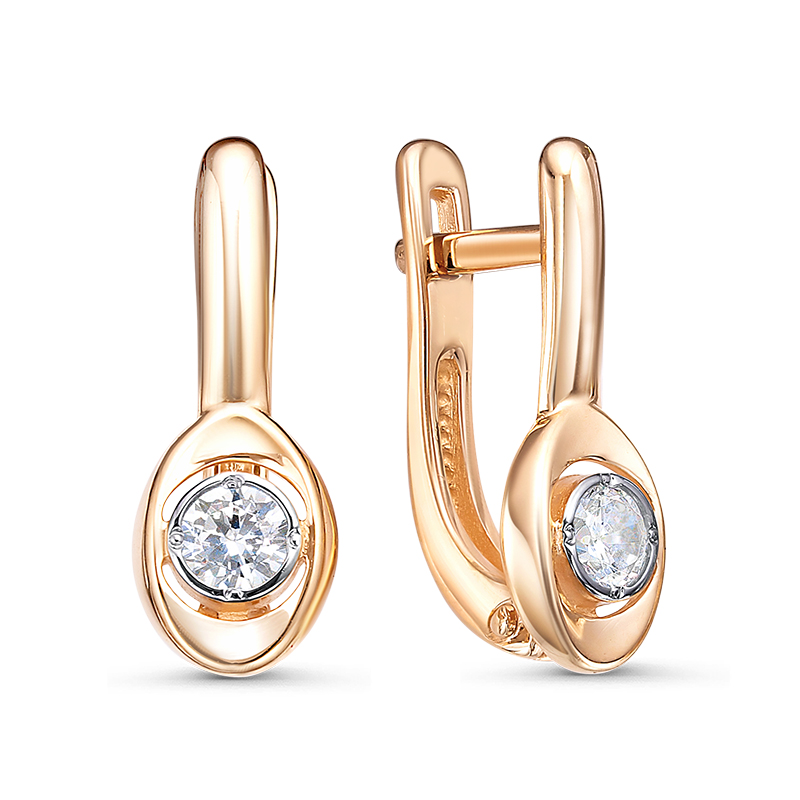 Серьги из золота с фианитами