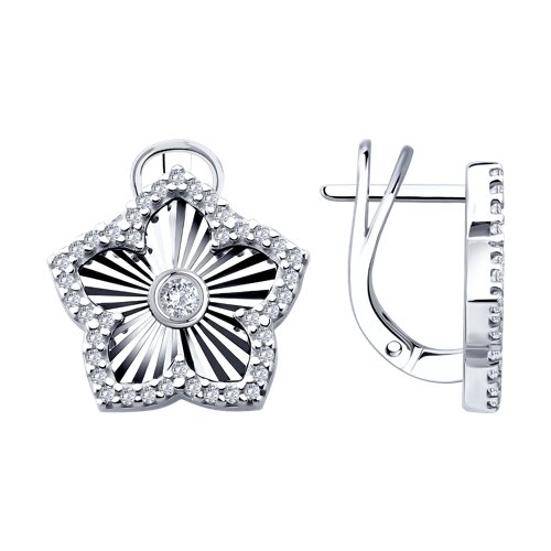Серьги из серебра с фианитами