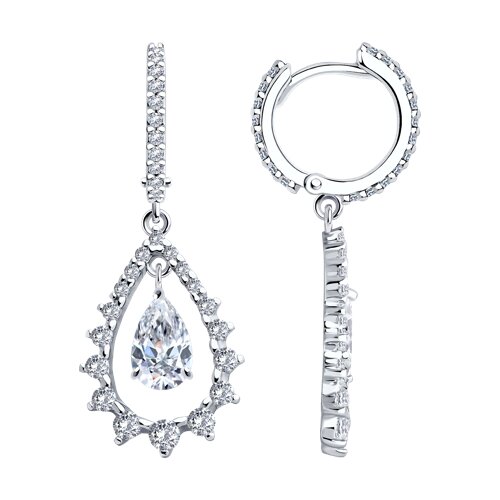 серьги из серебра с фианитами