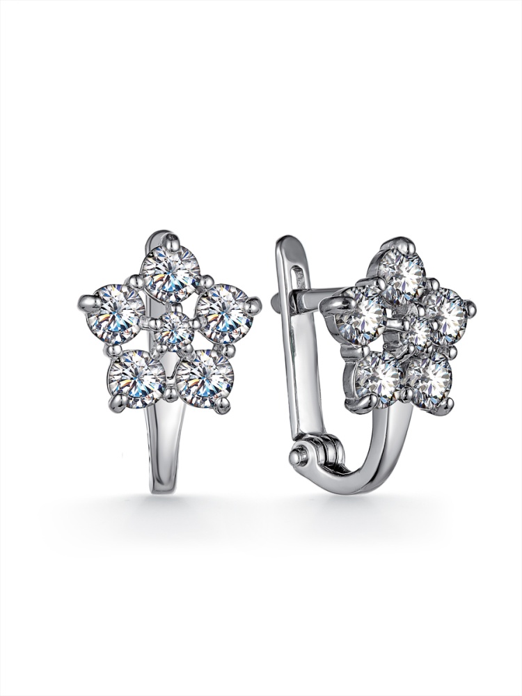 Серьги из серебра с фианитами
