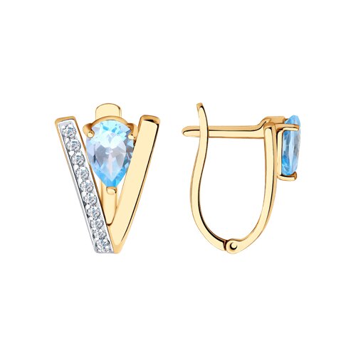 серьги золотые пробы 585 с топазом