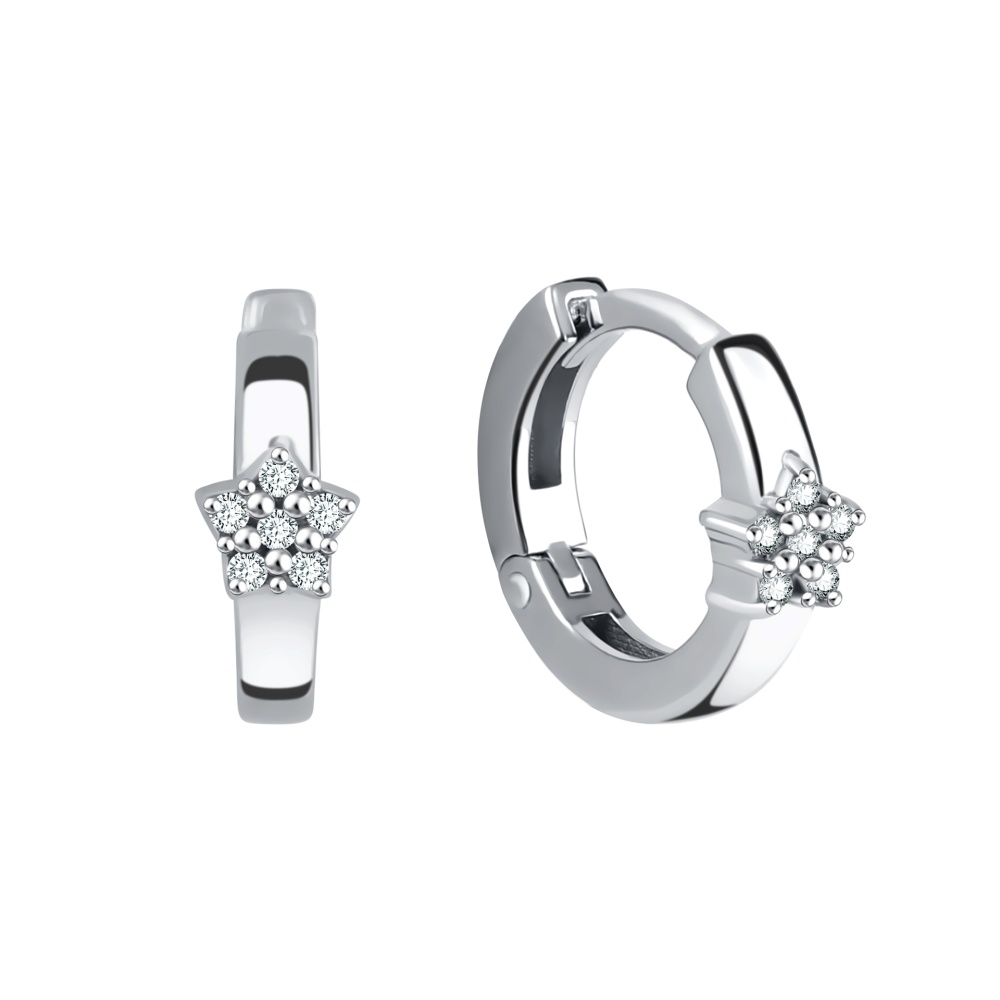 Серьги из серебра с фианитами