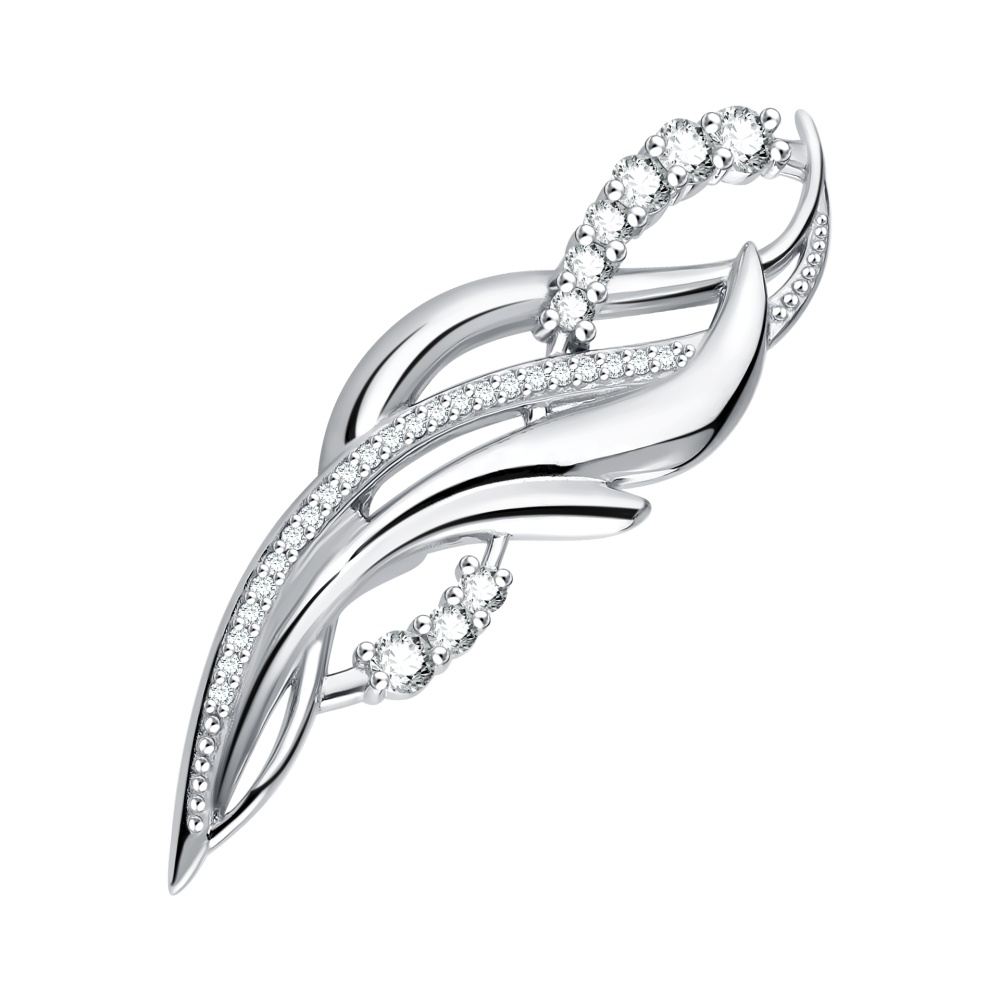 Брошь из серебра с фианитами