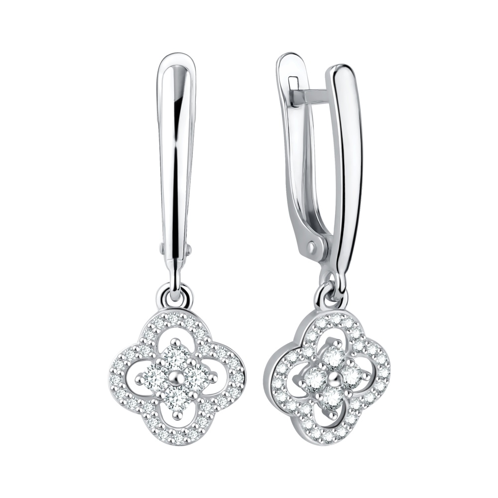 Серьги из серебра с фианитами