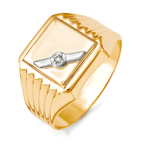 Печатка из золота с фианитом