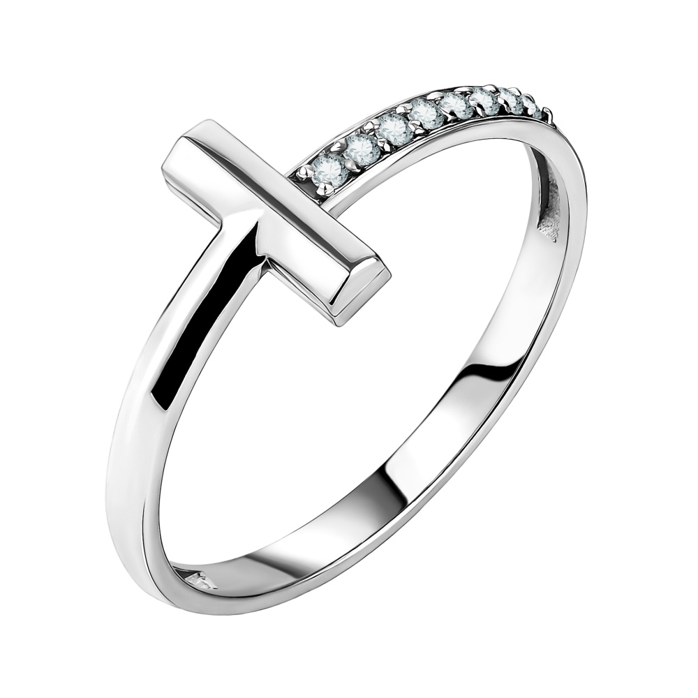 Кольцо из серебра с фианитами